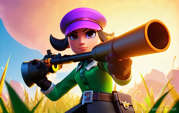 브롤스타즈 에너지 음료 활용 타이밍 - **Prompt 1: "A dynamic, high-angle shot of Piper, the elegant sharpshooter from Brawl Stars, in a Sh...